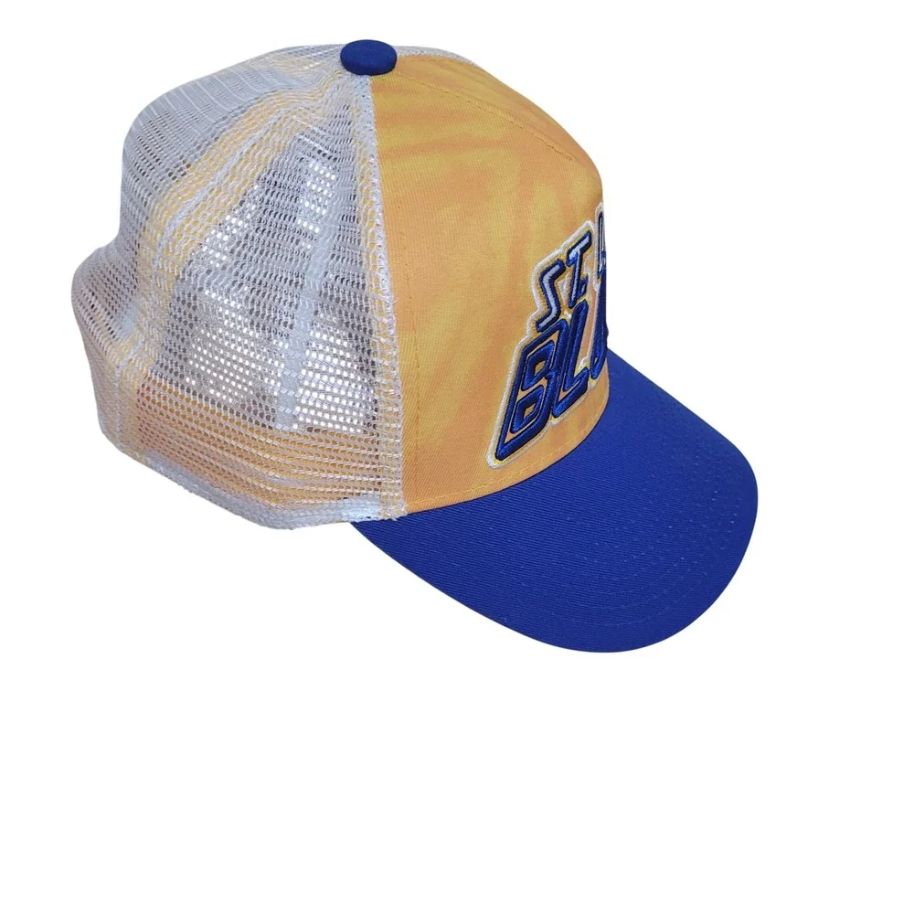 NHL St. Louis Blues Youth Trucker Hat Yellow Blue Tie Dye Snapback Cap Boys 8-20